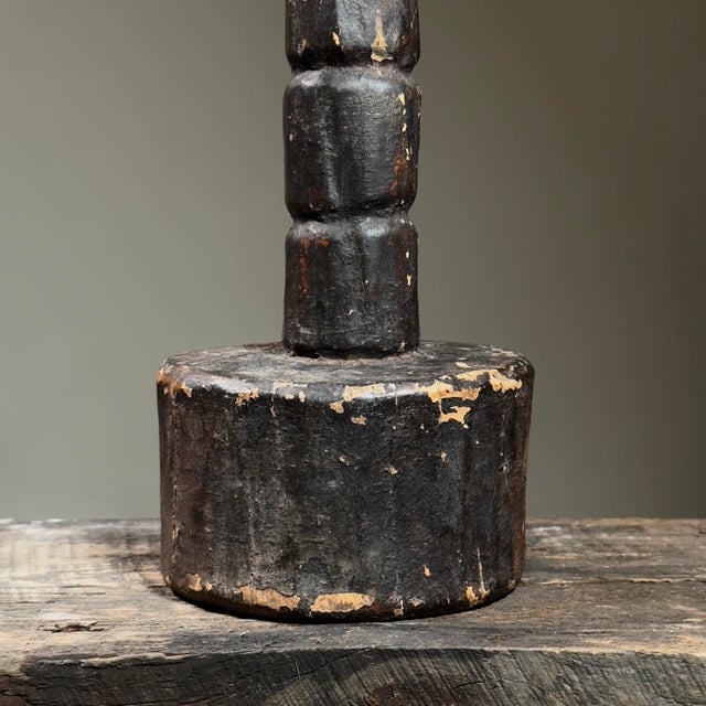 1940s Antique Folk Art Hand Carved Snake Tail Wrapped Sculpture For Sale - Image 5 of 7