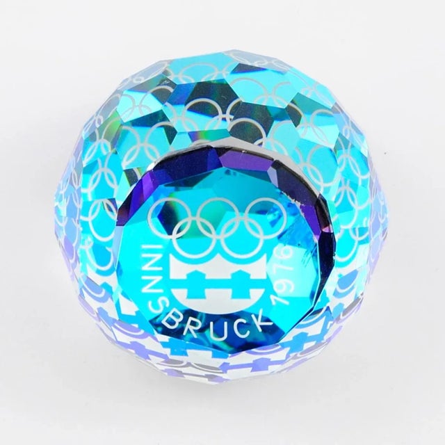 Glass Crystal Glass Winter Olympics Paperweight from Swarovski, 1976 For Sale - Image 7 of 8