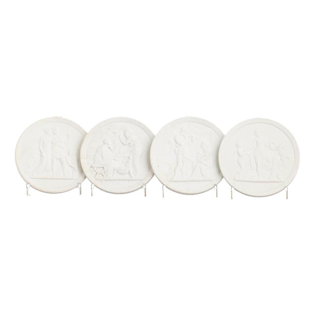 Porcelain Plates with Classic Scenes, Set of 4 For Sale