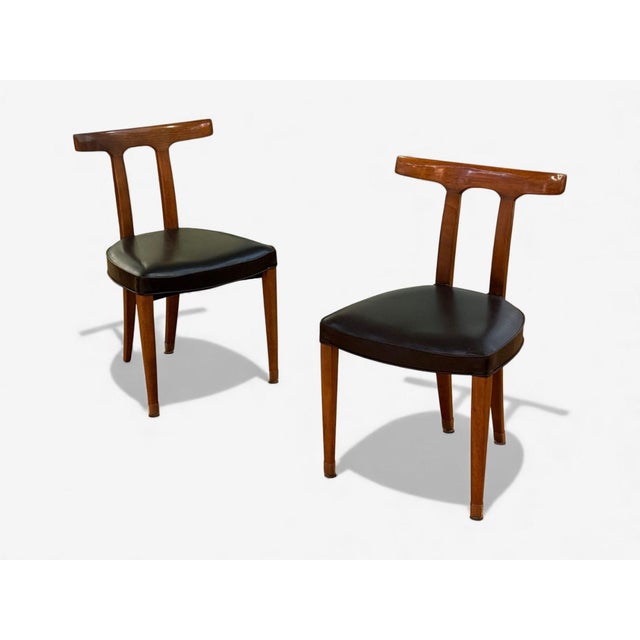 Mid-Century Modern Ole Wanscher, Teak, Leatherette, T-Back Occasional Chairs, Denmark, 1960s For Sale - Image 3 of 15