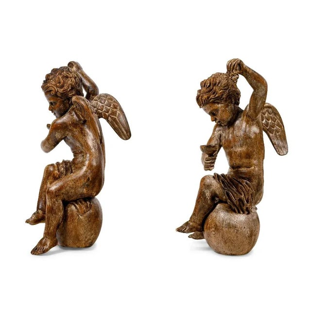 Late 19th Century Pair of 19th Century Monumental Italian Wood Carved Angels For Sale - Image 5 of 13