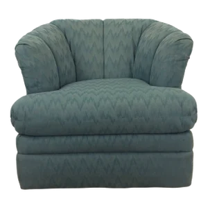 Vintage Teal 1980s Barrel Back Club Chair With Swivel Base by Rowe