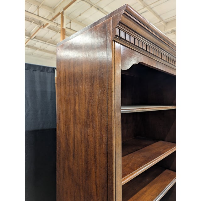 Traditional 1970s Attributed Hooker Furniture Dark Wood Display Cabinet With Lower Storage For Sale - Image 3 of 7