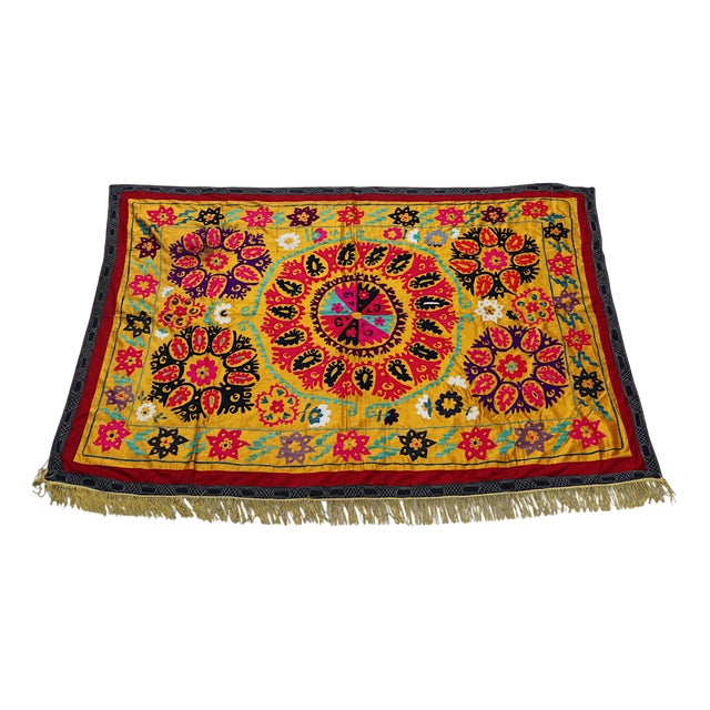 Vintage Hand Embroidered Suzani Wall Hanging, 1920s For Sale