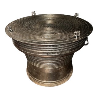 1970s Vintage Large Burmese Rain Frog Drum Table For Sale