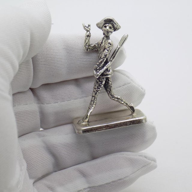 Vintage Italian Silver Harlequin Carnival Figurine, 1970s For Sale - Image 3 of 13