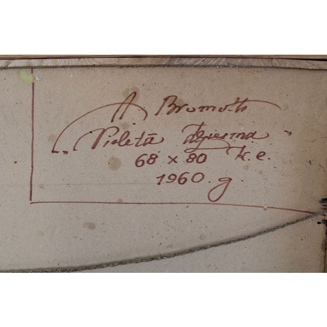 Alfejs Bromults, The Purple Song, 1960, Oil on Cardboard For Sale - Image 13 of 14