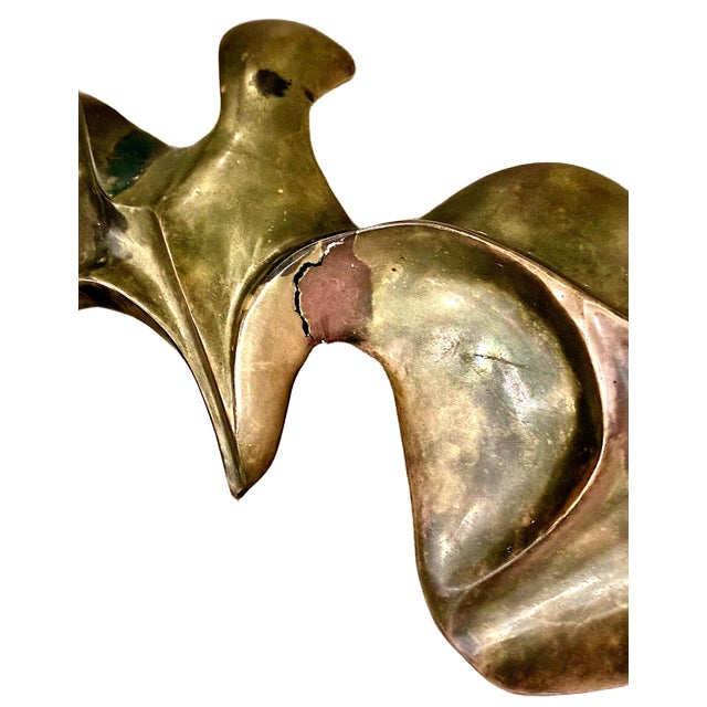 Metal Large Bronze Abstract Sculpture of a Bird in Flight For Sale - Image 7 of 7