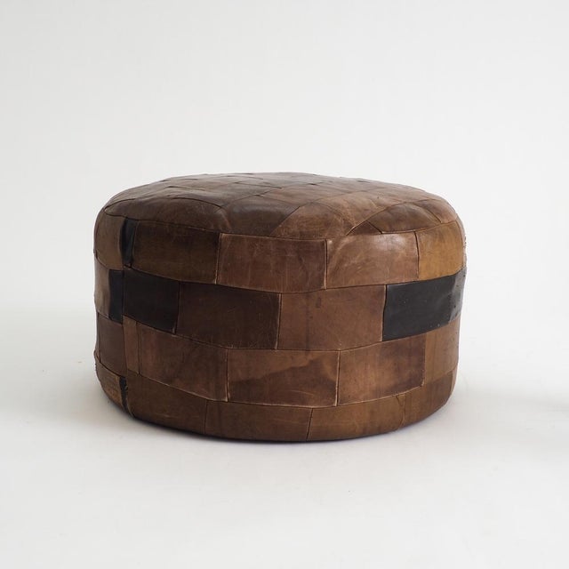 Vintage Leather Patchwork Ottoman, 1960s For Sale - Image 4 of 15