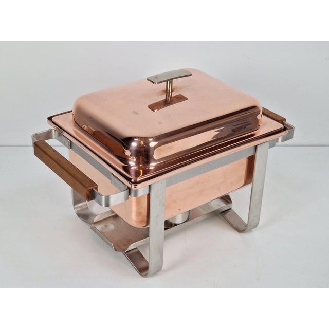 Vintage Copper-Plated Stainless Steel Spring Chafing Dish, Switzerland, 1980s For Sale - Image 6 of 18