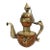 Vintage Tibetan Copper & Brass Dragon Ewer Teapot With Chained Lid For Sale