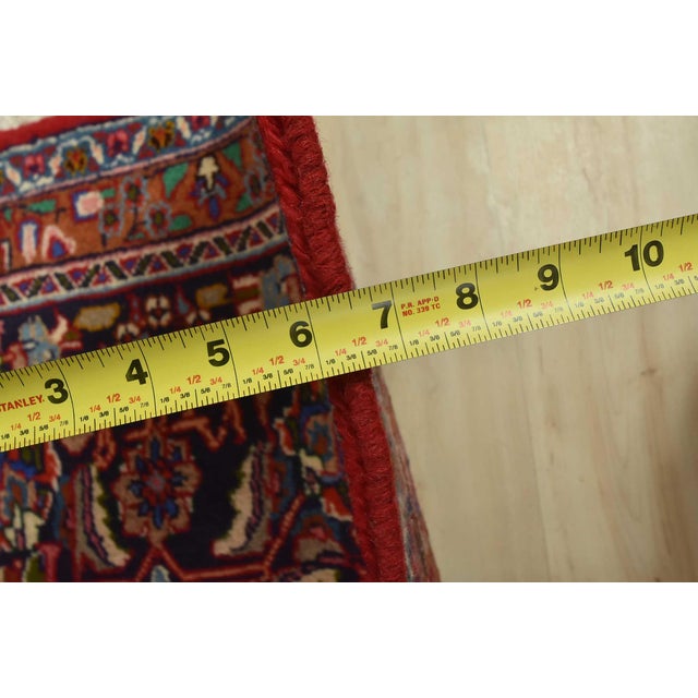Mashad Rug 9’7” X 12’3” Red Wool Vintage Traditional Hand-Knotted Carpet For Sale - Image 12 of 14