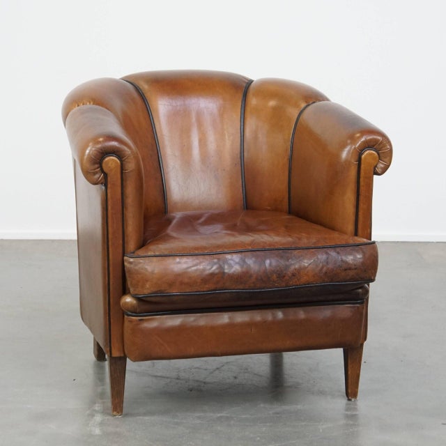Cognac-Colored Leather Club Chair For Sale - Image 12 of 12