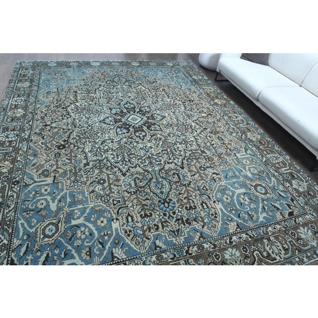 1970s Vintage Persian Handmade Wool Cotton Light Brown Area Rug For Sale - Image 4 of 11