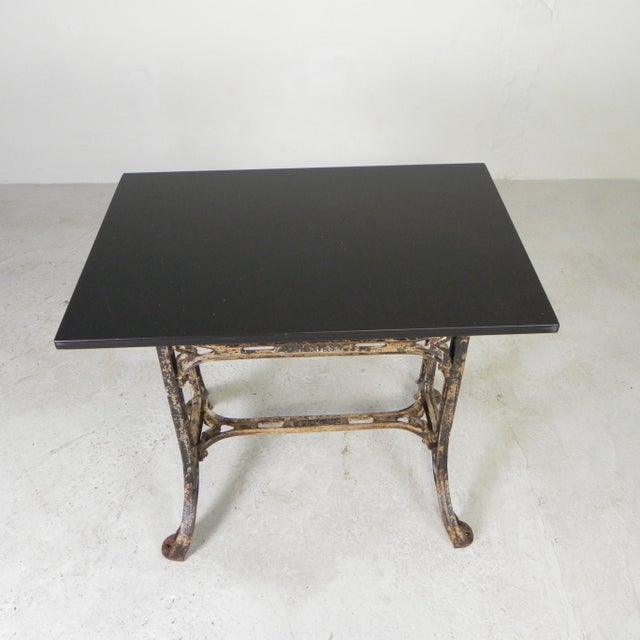 Industrial Cast Iron Garden Table with Stone Top, 1930s For Sale - Image 14 of 18