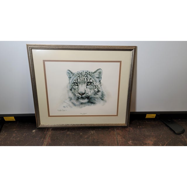 Charles Frace Signed Limited Edition Snow Leopard Framed Museum Glass For Sale - Image 4 of 7