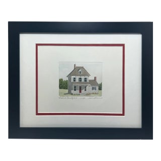 Late 19th Century Colored Etching of Historic Home by Larry Harris For Sale