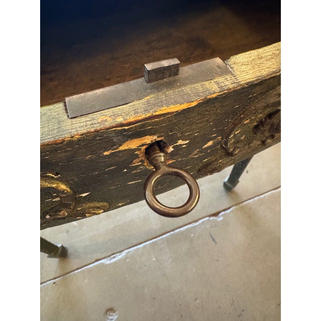 Green French Louis XVI Style Circa 1890s Console Table With Large Drawer and Key For Sale - Image 8 of 10