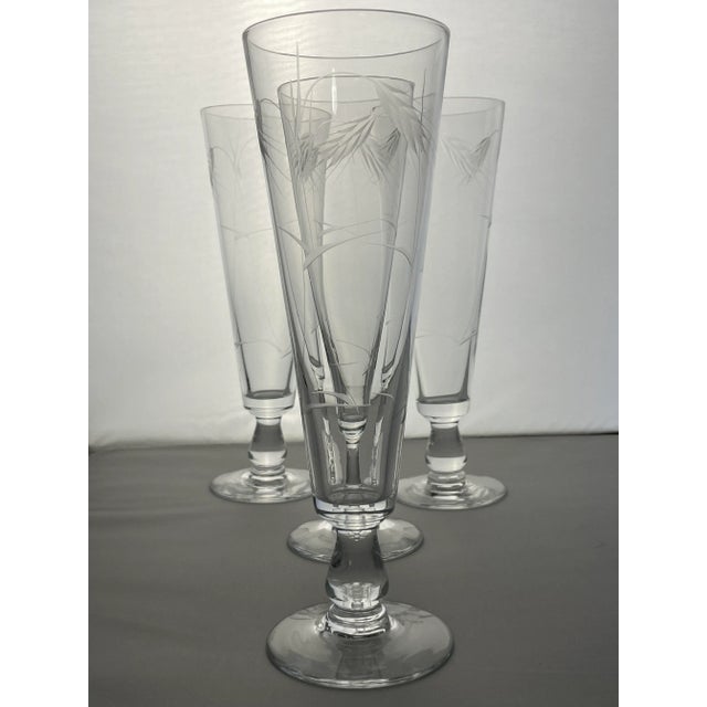 Mid Century Sasaki Wheat Pattern Pilsner Glasses Set of 4 For Sale In Charlotte - Image 6 of 10
