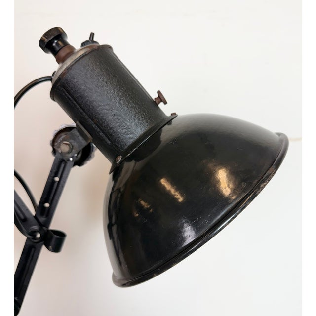 Industrial Black Enamel Scissor Wall Lamp, 1950s For Sale - Image 13 of 18