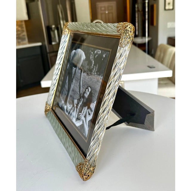 Murano Twisted Glass Rope Brass Horizontal Picture Frame | Chairish