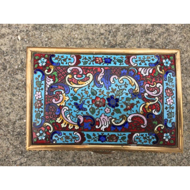 Late 19th Century Late 19th Century French Champlevé Enamel & Fire Gilt Bronze Metalwork Domed Top Jewel Box For Sale - Image 5 of 9