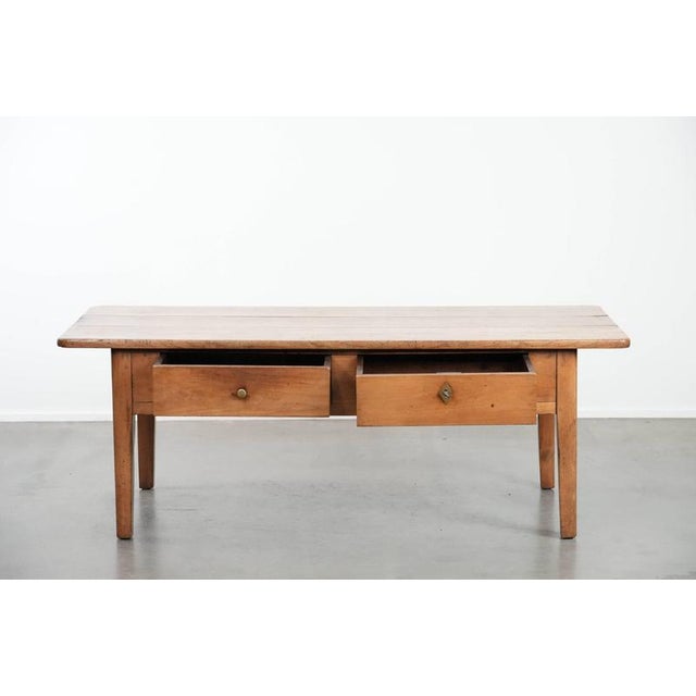 Antique French Fruit Wood Coffee Table with Drawers For Sale - Image 3 of 17