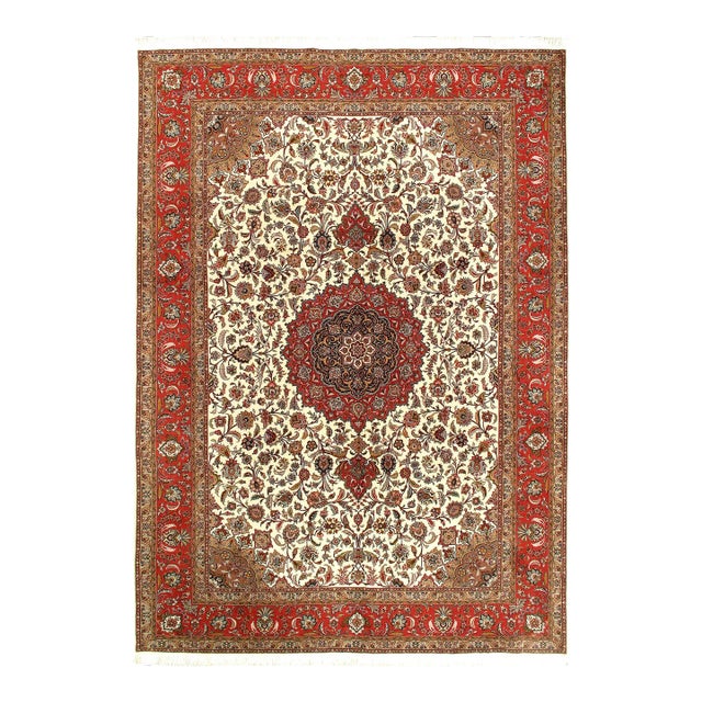 2020s Ivory Persian Tabriz Silk & Wool For Sale