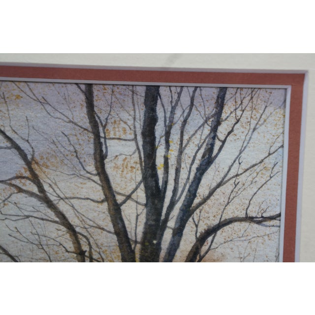 Thomas Puschock November Afternoon Action Fair Barn Watercolor Painting 23" For Sale - Image 10 of 12