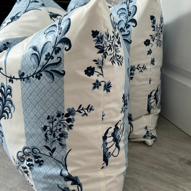 Contemporary Schumacher Bagatelle Bleu Marine Down Pillows - a Pair For Sale - Image 3 of 5