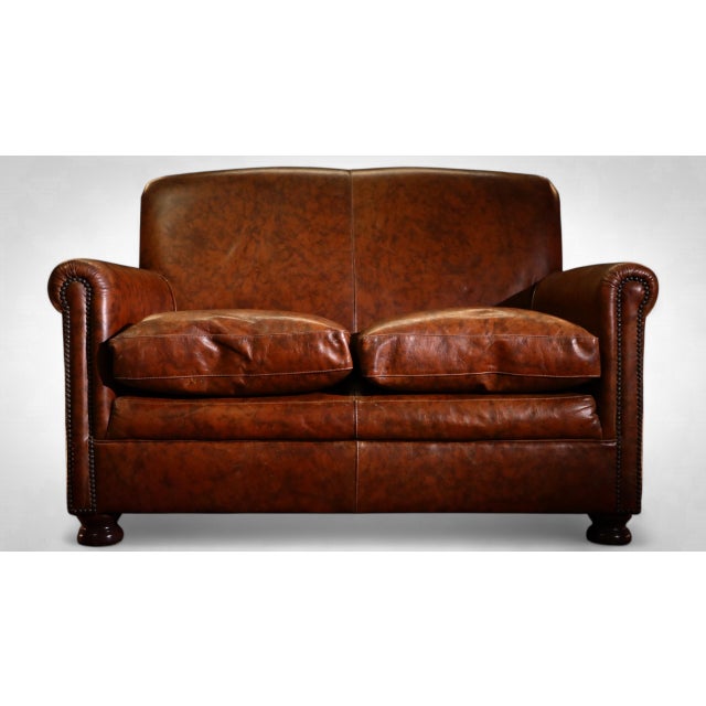 Small Prince 2-Seater Club Sofa in Brompton Tan Leather from Tetrad, 2010s For Sale - Image 3 of 18
