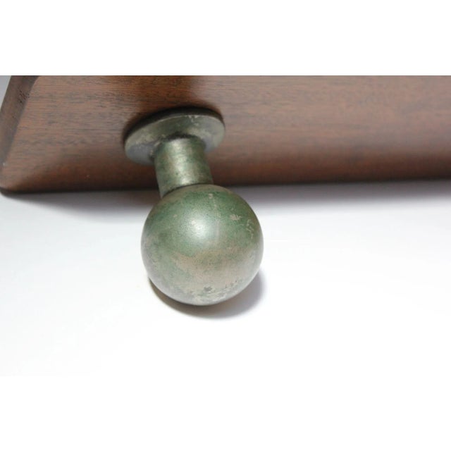 Brown Vintage Italian Wall-Mounted Coat Hook/Rack in Aluminum and Walnut For Sale - Image 8 of 12