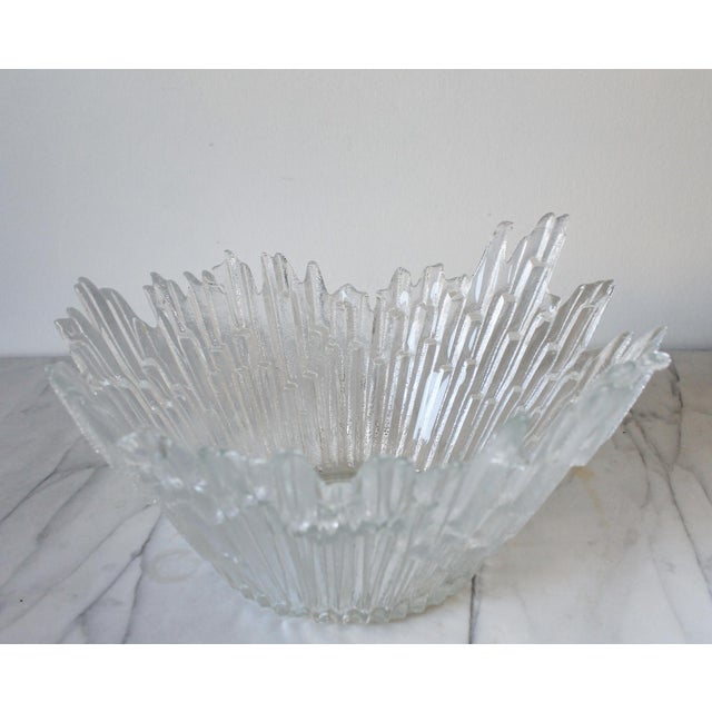 Vintage Humppila Revontulet Ice Glass Centerpiece Bowl Tauno Wirkkala For Sale In Milwaukee - Image 6 of 7