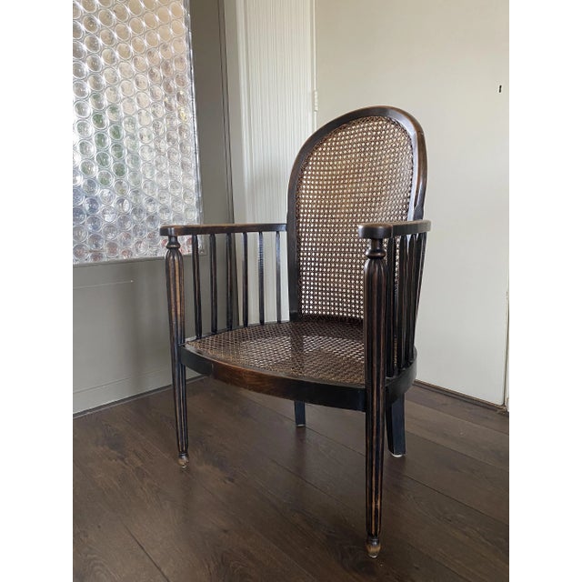 Vintage Art Deco Wood and Rattan Easy Chair, 1920s For Sale - Image 15 of 15