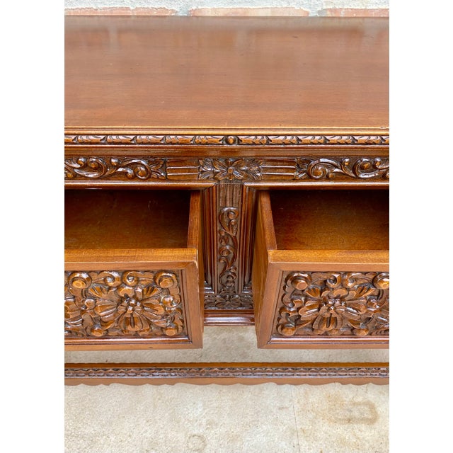 Spanish Console Table with Four Carved Drawers, 1930s For Sale - Image 12 of 18