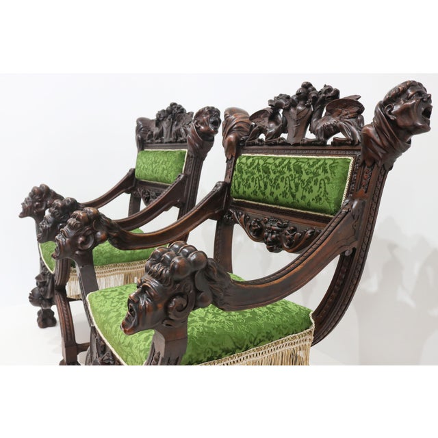 Antique Gothic Revival Armchairs by Victor Aimone, 1880, Set of 2 For Sale - Image 18 of 18