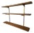 Vintage 1970s Three Tier Open Hardwood Wall Mount Shelves W Adjustable Bracket Brass Rails For Sale
