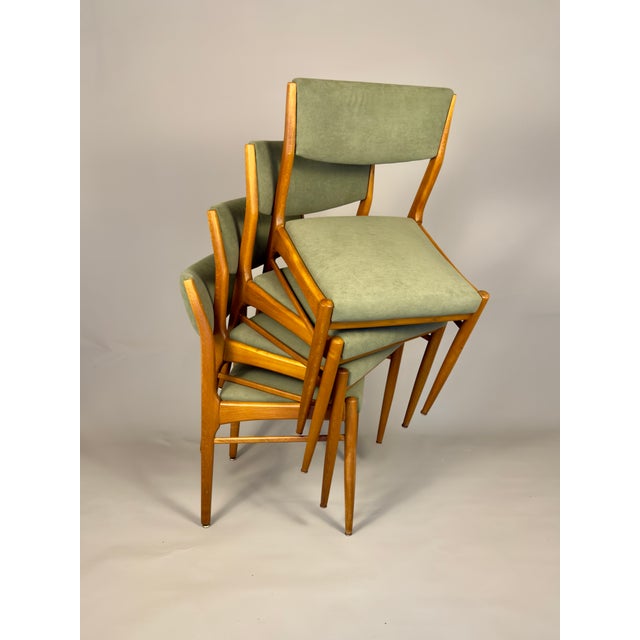 Vintage Scandinavian Dining Chairs in Beech and Green Upholstery, Set of 4 For Sale - Image 12 of 12