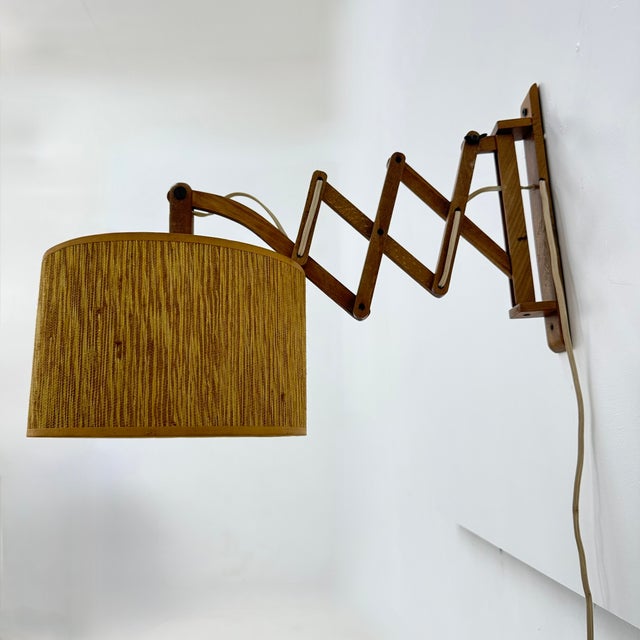 Vintage Teak Scissors Wall Lamp, 1960s For Sale - Image 10 of 18