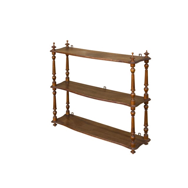 Vintage Continental Wall Display Shelf With Carved Finial Details