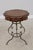Traditional Leather Top Wrought Iron Base Mahogany Side Table For Sale - Image 3 of 14