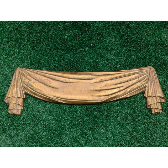 Mid 20th Century Trompe Loleil Solid Brass Draped Swag Decorative Wall Pediment For Sale - Image 5 of 14