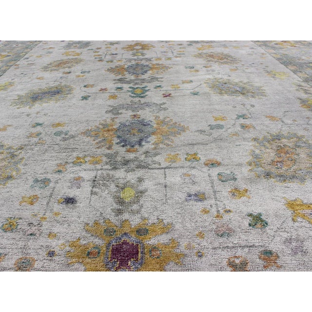 Keivan Woven Arts Turkish Oushak Rug in Gray Border 10'2 X 14' For Sale - Image 9 of 10