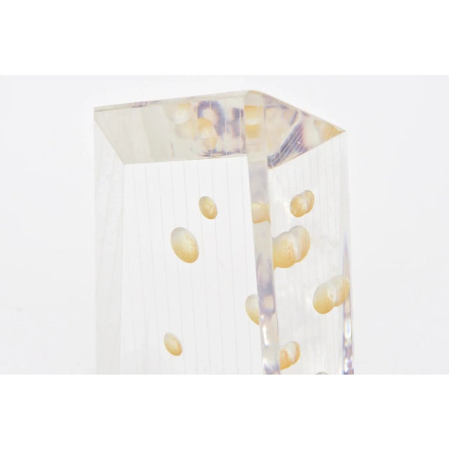 1970s Vintage Lucite Purple and Tan Embedded Sculpture Signed For Sale - Image 5 of 10