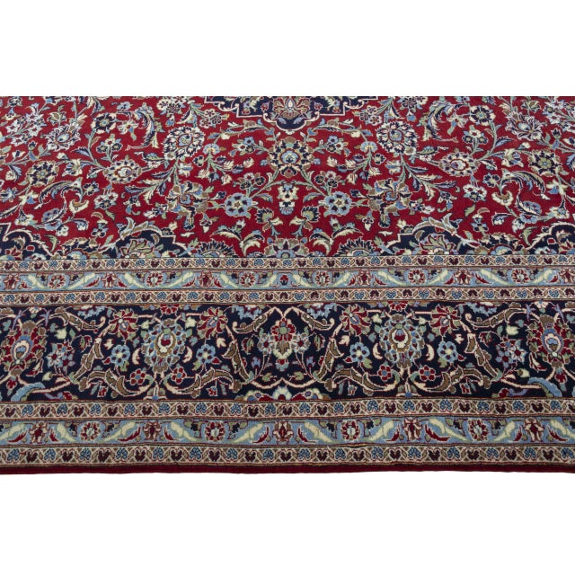 Hand-Knotted Cork Wool Kashan Rug with Medallion Design, 2000s For Sale - Image 9 of 13