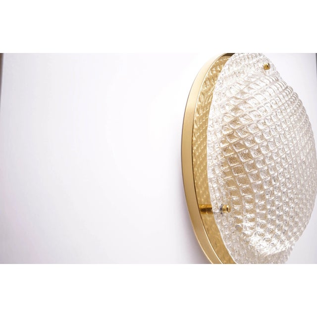 1970s Large Vintage Textured Glass Flush Mount from Fischer Leuchten For Sale - Image 5 of 7