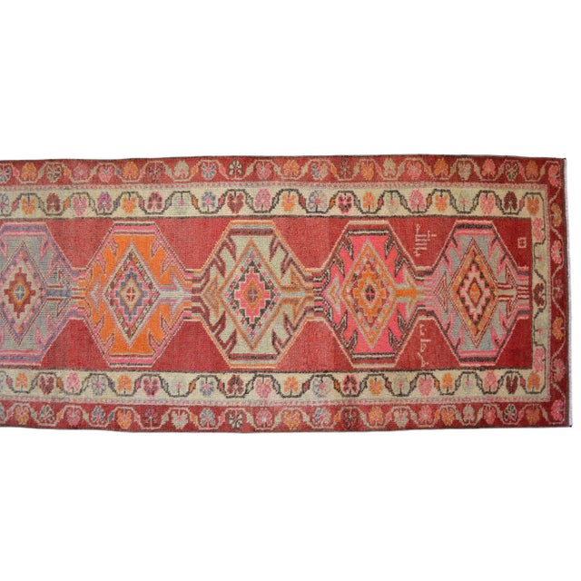 1970s Vintage Hand Knotted Runner Kitchen Decor Hallway Rug For Sale - Image 9 of 11