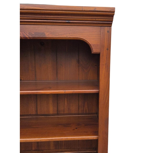 Wood 1990s Ethan Allen Country Craftsman Bookshelf Cabinet Shelf Display Knotty Pine Hutch For Sale - Image 7 of 15