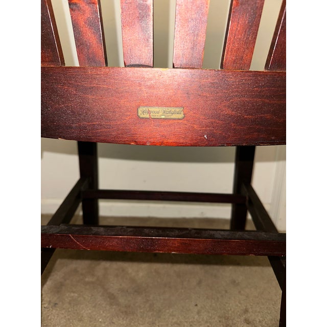 Burnt Umber Antique 1920s Heywood-Wakefield Wood Banker's Armchair For Sale - Image 8 of 8