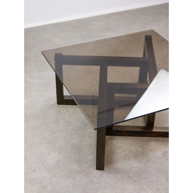 Brown Italian Wooden and Smoked Glass Coffee Table, 1960s For Sale - Image 8 of 18